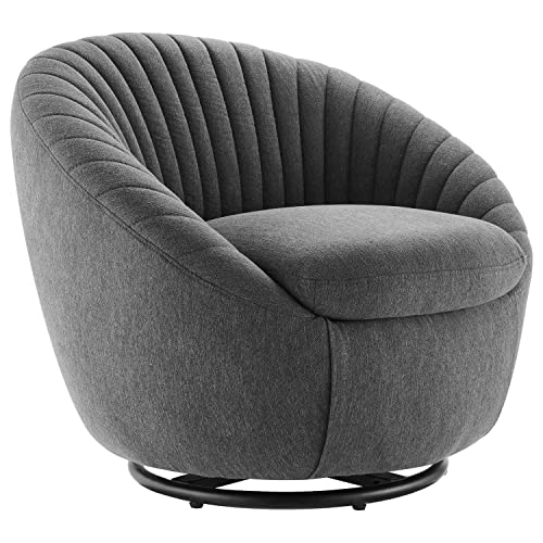 Modway Whirr Tufted Fabric Swivel Chair with Black Charcoal EEI-5003-BLK-CHA