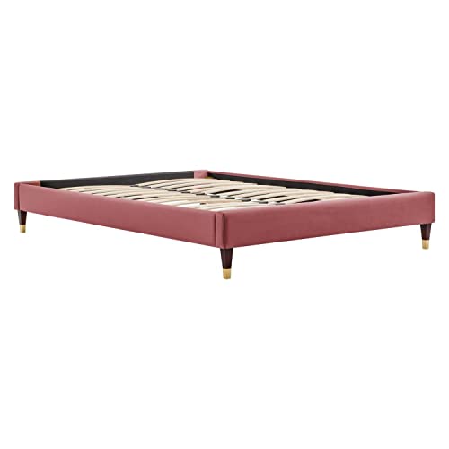 Modway Harlow 79" King Performance Velvet Platform Bed Frame in Dusty Rose Pink