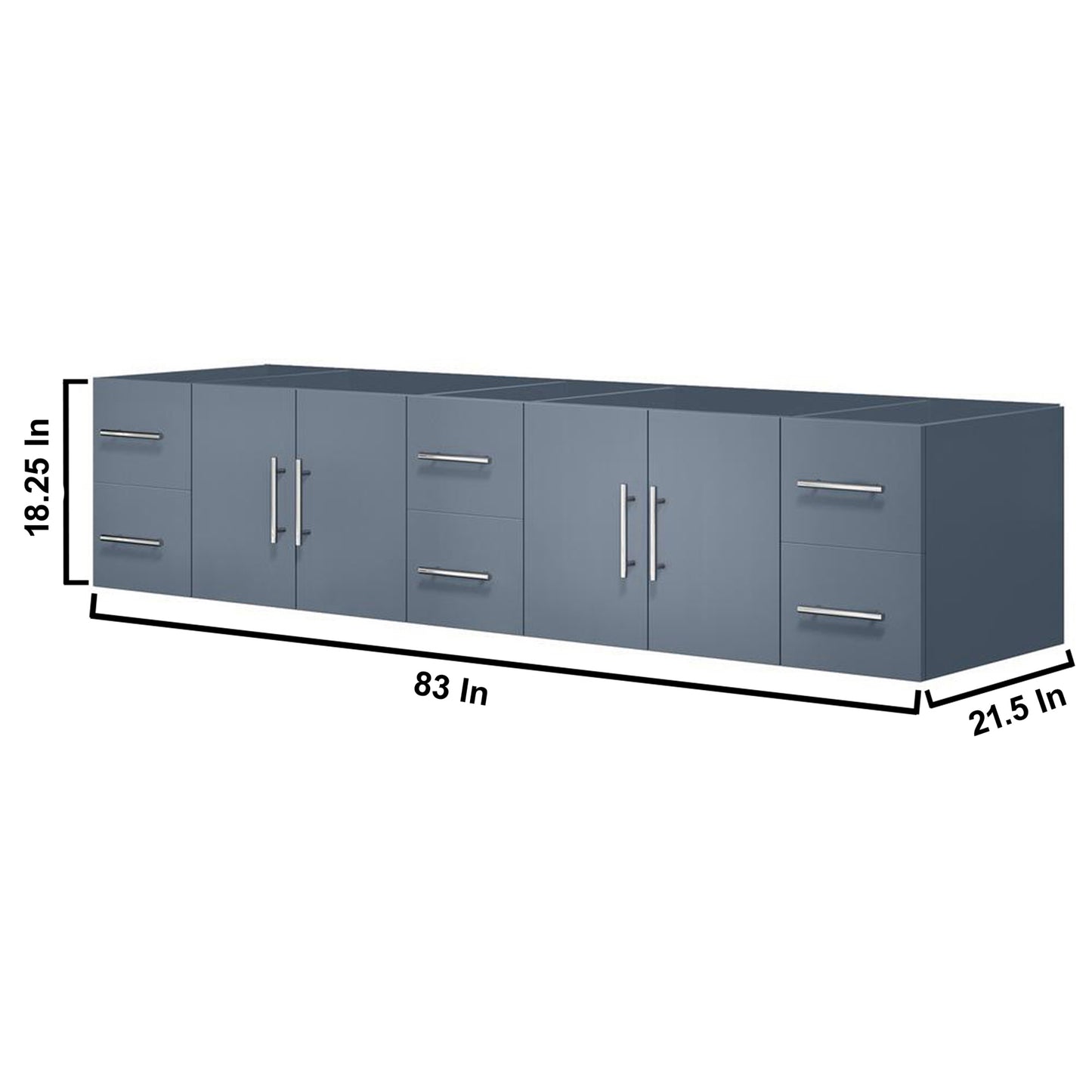 Geneva 84" Dark Grey Double Vanity, no Top and 36" LED Mirrors