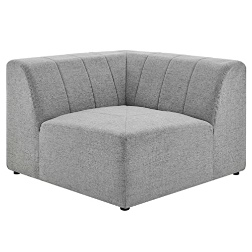 Modway Bartlett Channel Tufted Upholstered Sectional Sofa Corner Chair in Light Gray