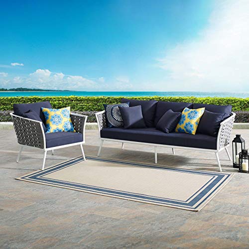 Modway Stance Outdoor Patio Woven Rope Aluminum Patio Sectional Sofa Set