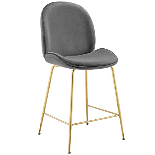 Modway EEI-3548-GRY Scoop Gold Stainless Steel Leg Performance Velvet