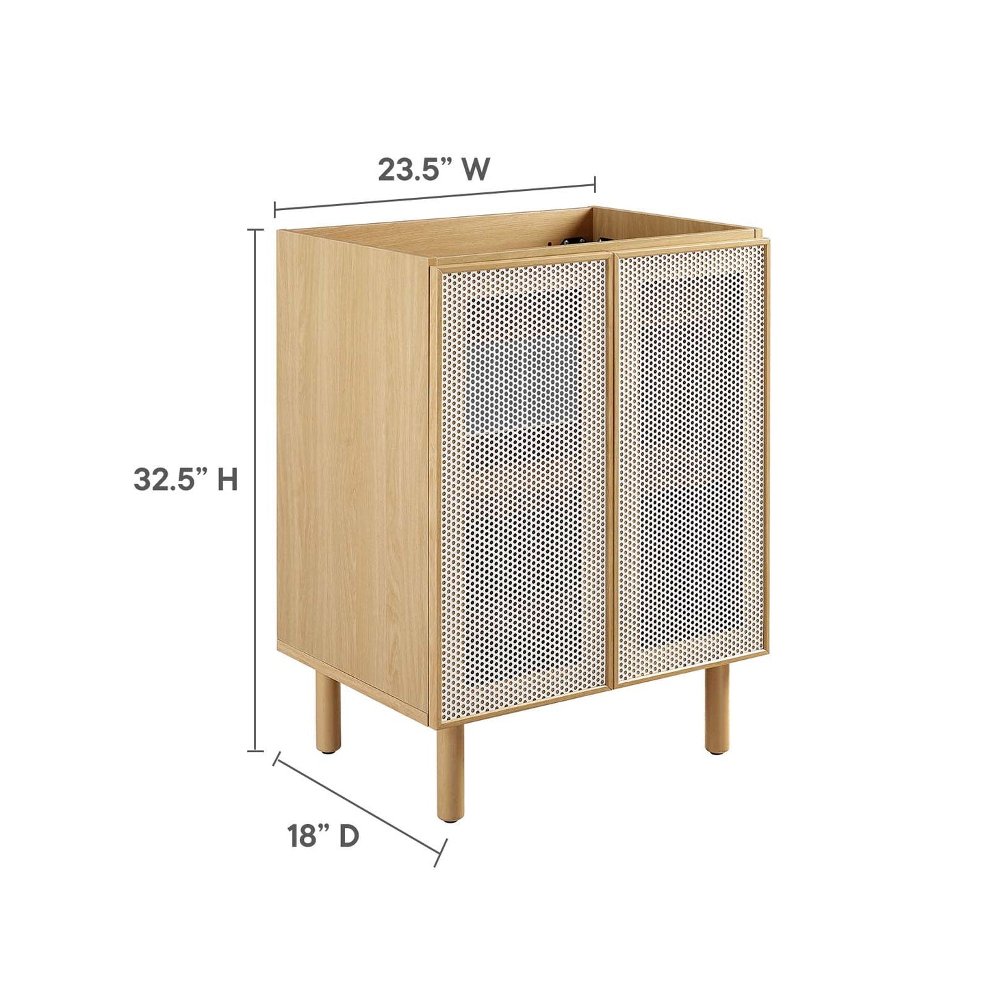 Modway Calla 24" Perforated Metal Bathroom Vanity Cabinet (Sink Basin Not Included) in Oak