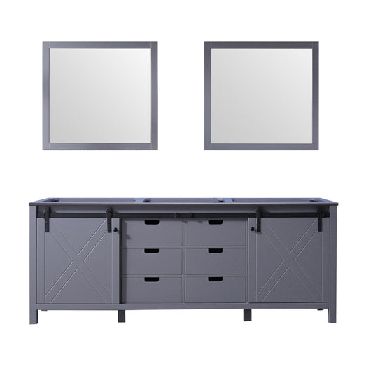 Marsyas 84" Dark Grey Double Vanity, no Top and 34" Mirrors