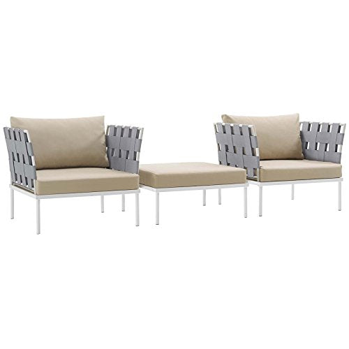 Modway EEI-2618-WHI-BEI-SET Harmony Outdoor Patio Aluminum Sectional Sofa Set