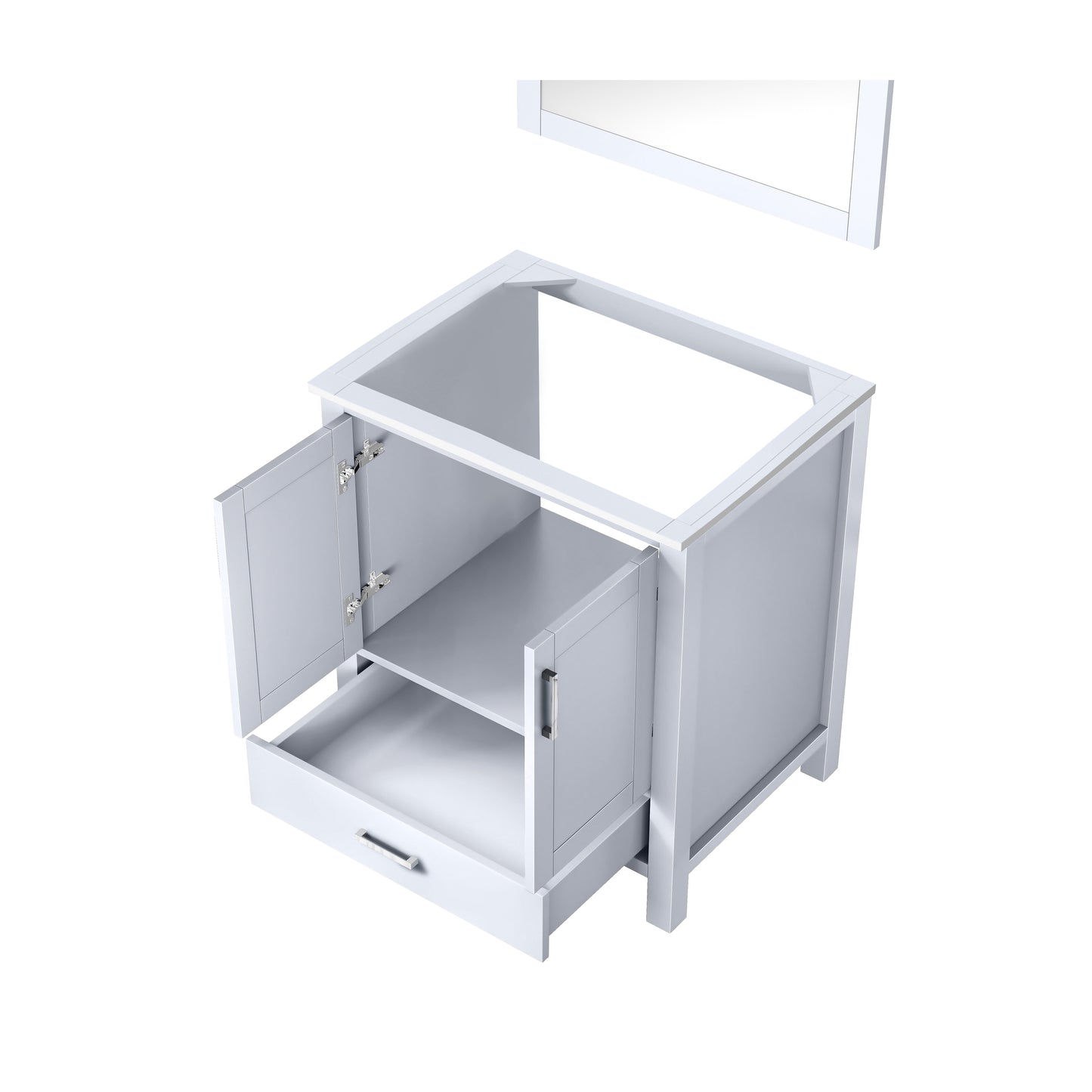 Jacques 30" White Single Vanity White, no Top and 28" Mirror