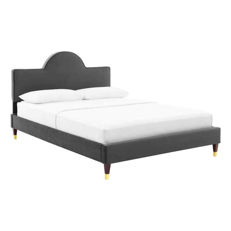 Modway Aurora Performance Velvet King Bed, Charcoal