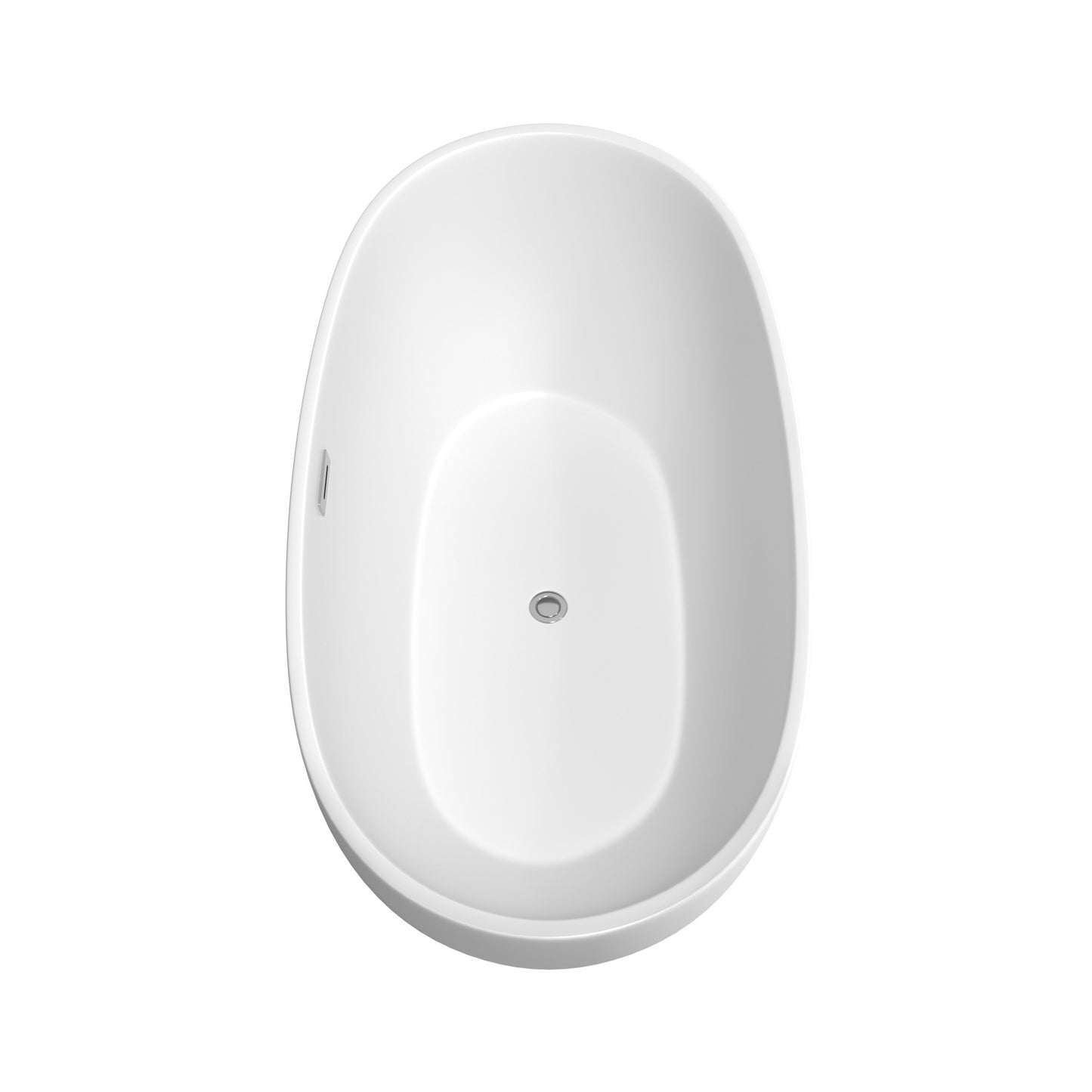 Juno 63 Inch Freestanding Bathtub in Matte White with Floor Mounted Faucet, Drain and Overflow Trim in Polished Chrome