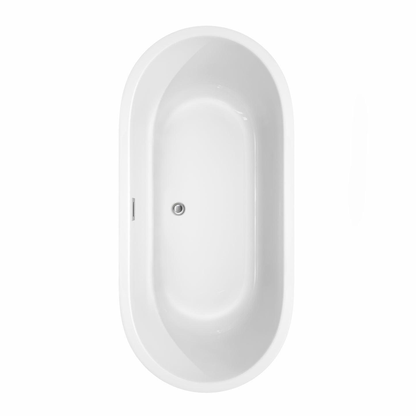 Juliette 67 Inch Freestanding Bathtub in White with Floor Mounted Faucet, Drain and Overflow Trim in Polished Chrome