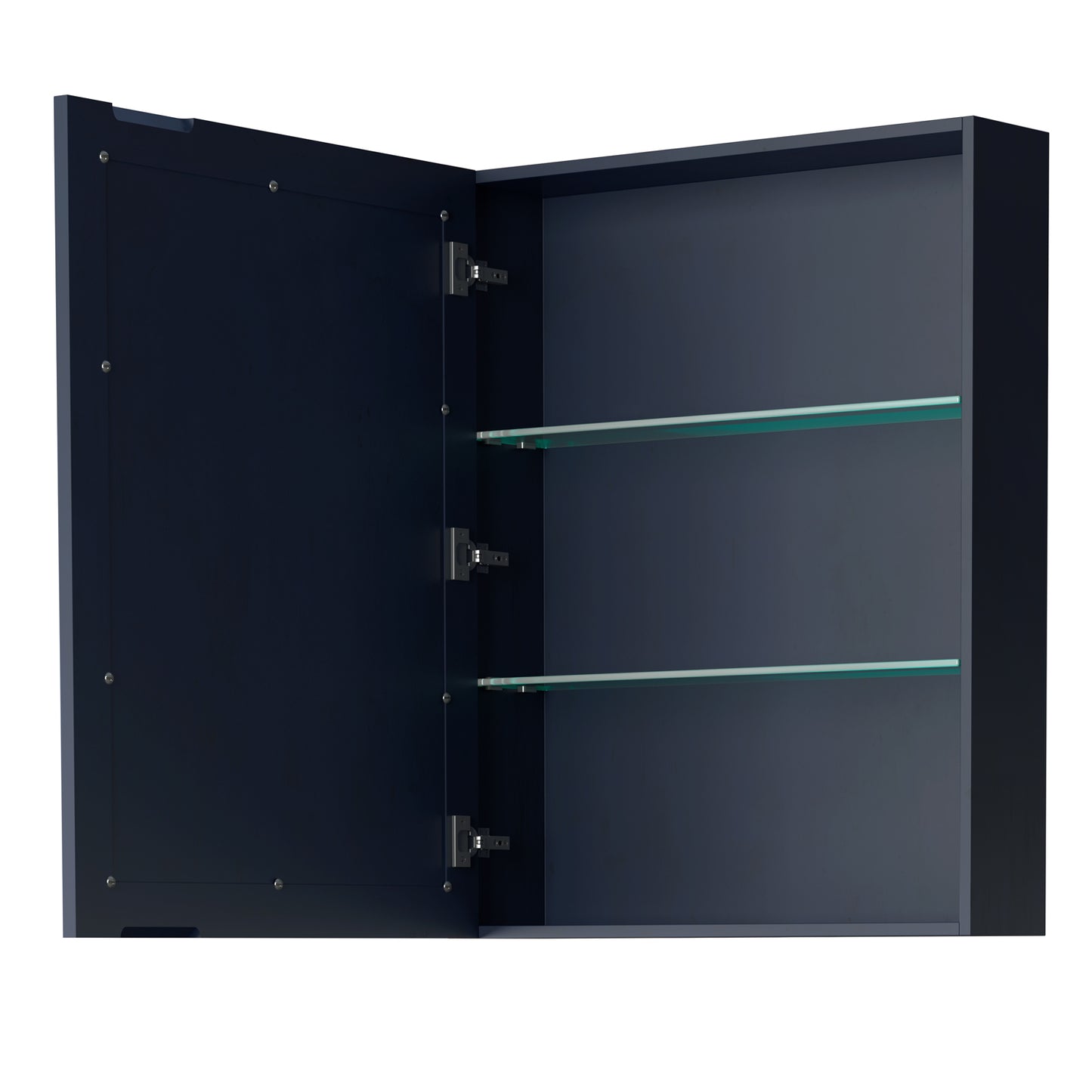 Daria 30 Inch Single Bathroom Vanity in Dark Blue, No Countertop, No Sink, Matte Black Trim, Medicine Cabinet
