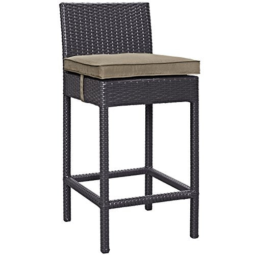 Modway Convene Wicker Rattan Outdoor Patio Bar Stool with Cushion