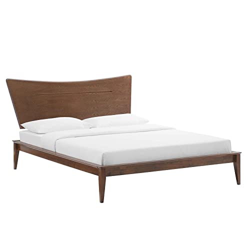 Modway Astra King Wood Platform Bed in Walnut