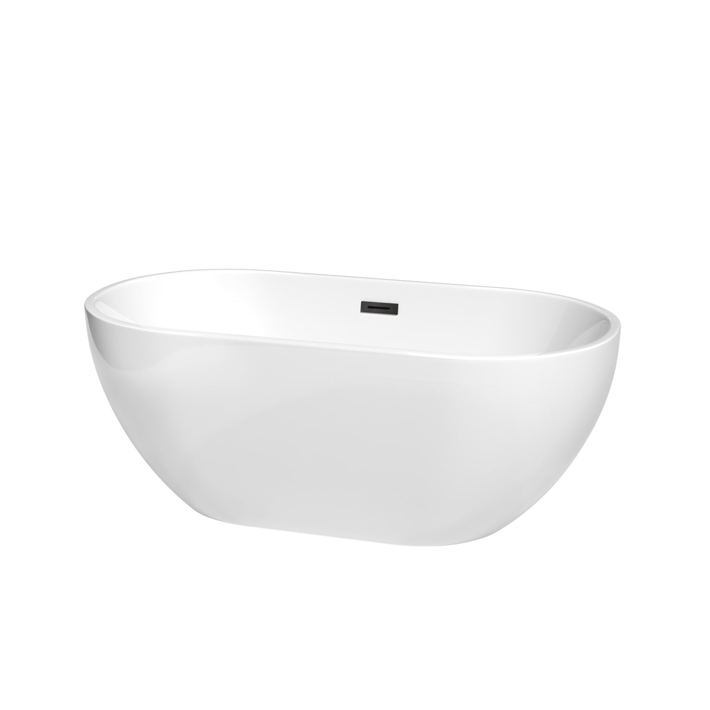 Brooklyn 60 Inch Freestanding Bathtub in White with Matte Black Drain and Overflow Trim