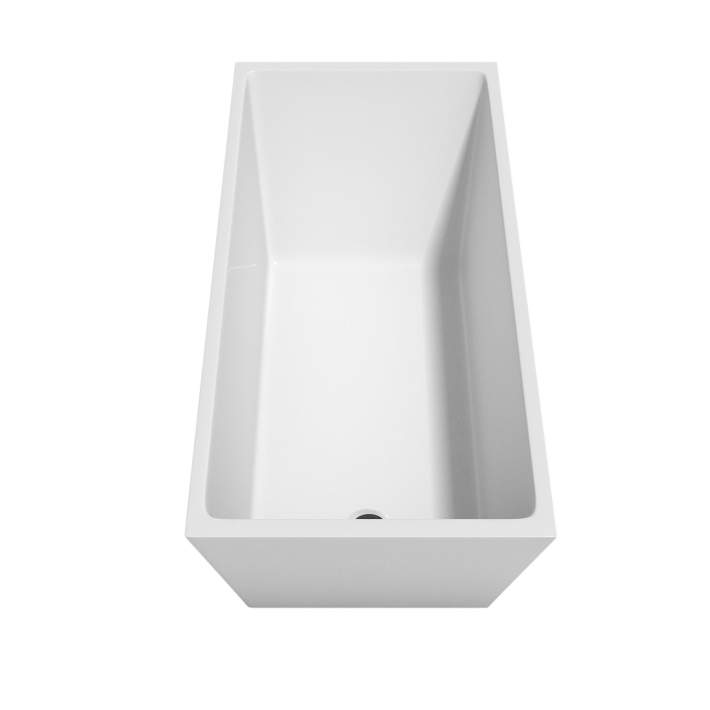 Hannah 59 Inch Freestanding Bathtub in White with Floor Mounted Faucet, Drain and Overflow Trim in Matte Black