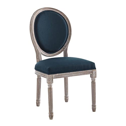 Modway Emanate French Vintage Upholstered Fabric Dining Chair in Natural Blue