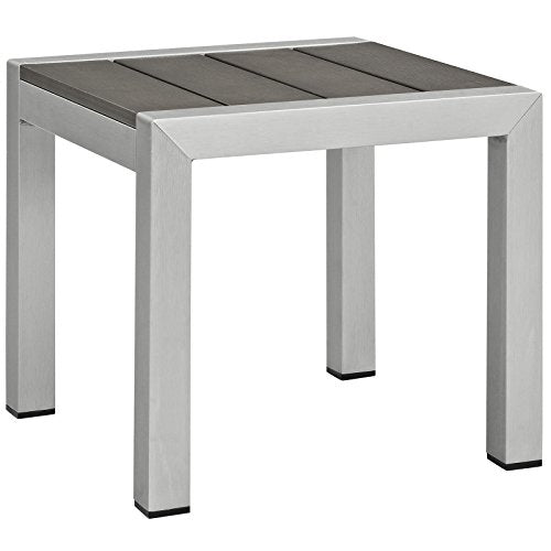 Modway Shore Aluminum Outdoor Patio Bench in Silver Gray