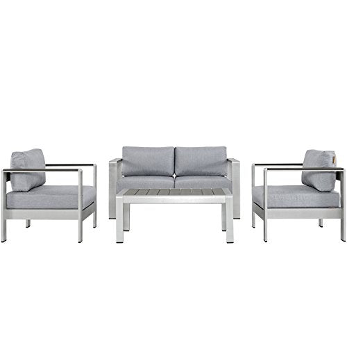 Modway Shore Aluminum Outdoor Patio Sectional Sofa Set