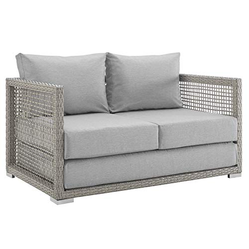 Modway EEI-2924-GRY-GRY Aura Outdoor Patio Wicker Rattan Loveseat Gray