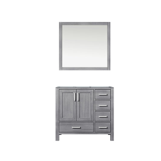 Jacques 36" Distressed Grey Single Vanity, no Top and 34" Mirror - Left Version