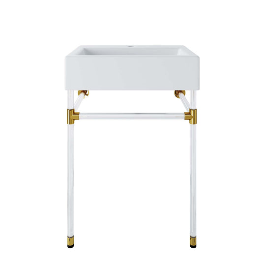 Modway Redeem 24" Acrylic Wall-Mount Bathroom Vanity in Clear White