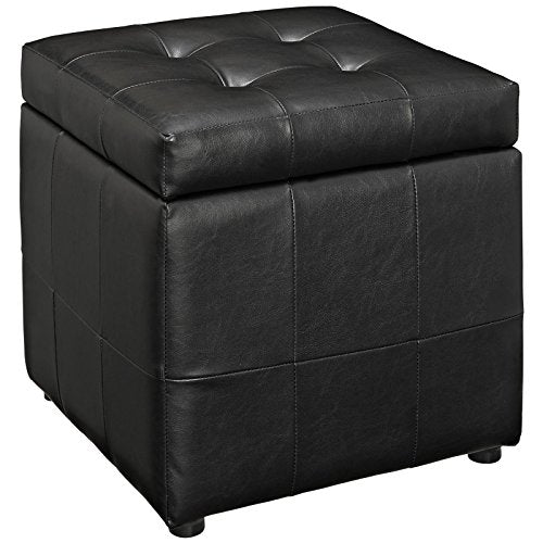 Modway Volt Storage Upholstered Vinyl Ottoman in Red