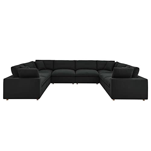 Modway Commix 8-Piece Fabric Down Filled Sectional Sofa in Black