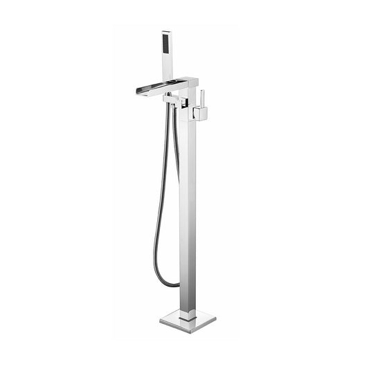 Cascata Free Standing Bathtub Filler/Faucet w/ Handheld Showerwand - Chrome