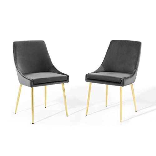 Modway Viscount Performance Velvet Upholstered Side Dining Chairs Set of 2