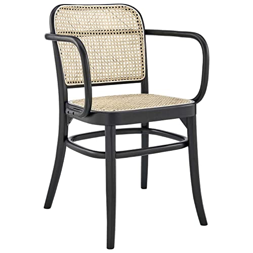 Modway Winona Elm Wood Dining Chair with Cane Rattan Seat