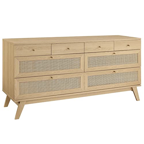 Modway Soma 8-Drawer Double Dresser in Oak