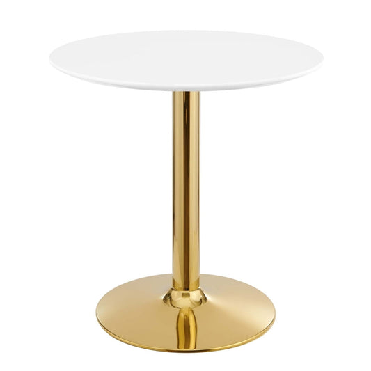 Verne 28" Dining Table, Gold White