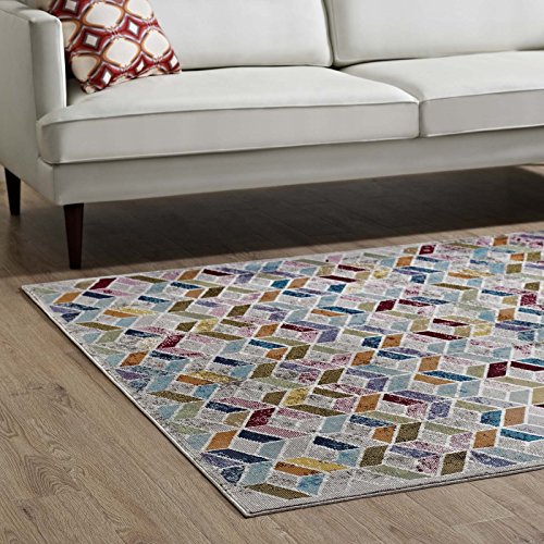 Modway Laleh Colorful Geometric Mosaic 4x6 Area Rug