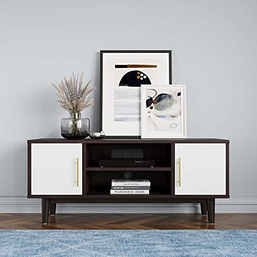 Modway Daxton 43" Mid-Century Modern TV Stand in Cappuccino White