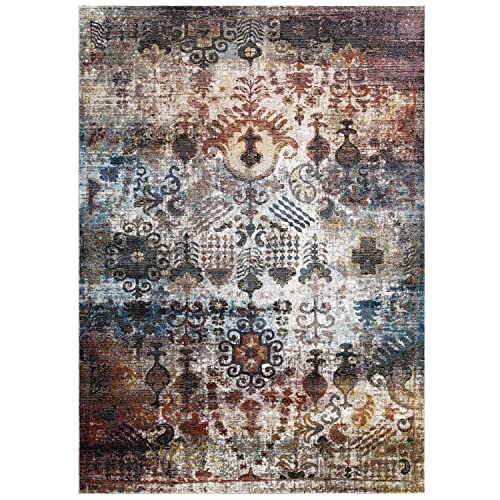 Modway Success Tahira Transitional Distressed Vintage Floral Moroccan Trellis Area Rug