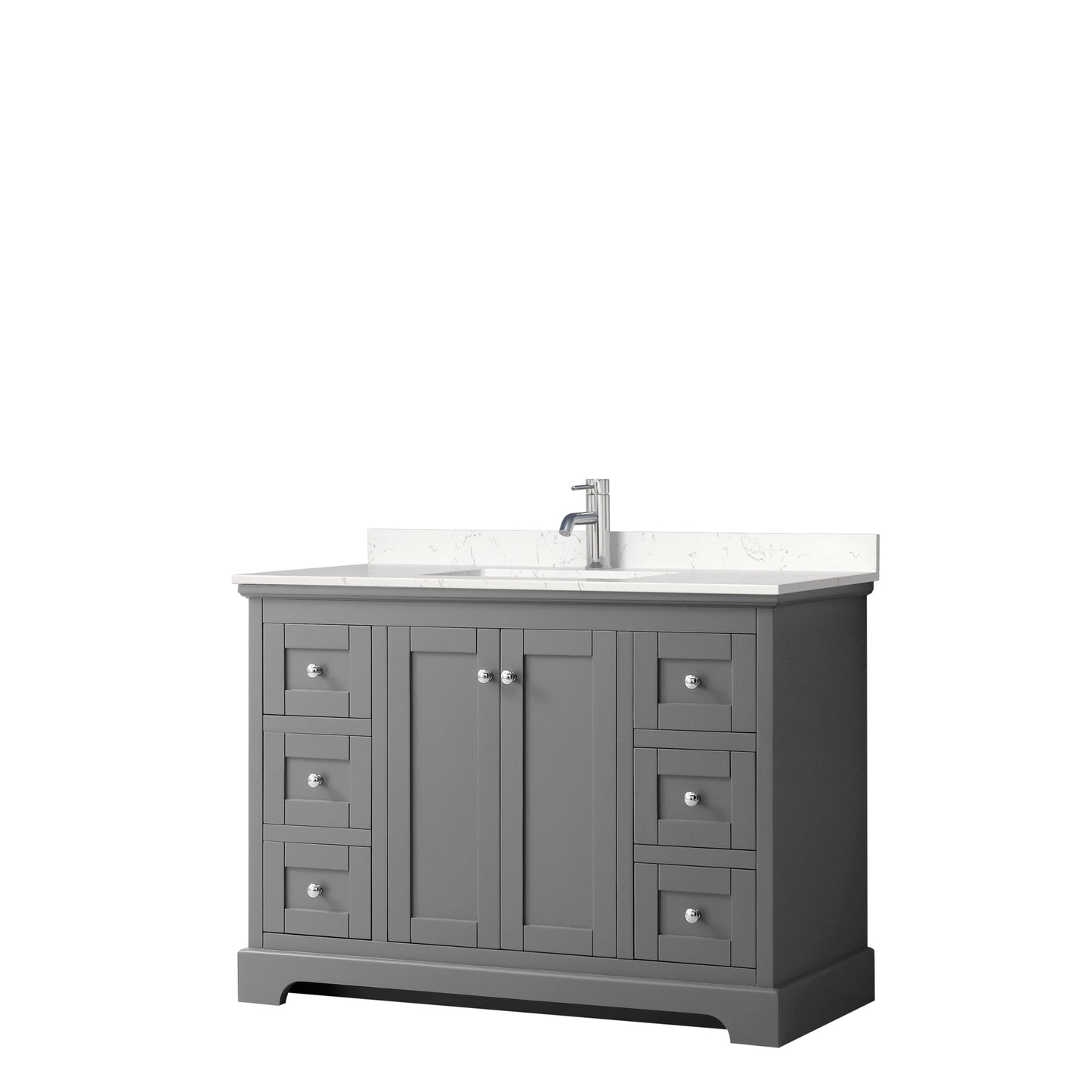 Avery 48 Inch Single Bathroom Vanity in Dark Gray, Carrara Cultured Marble Countertop, Undermount Square Sink, No Mirror
