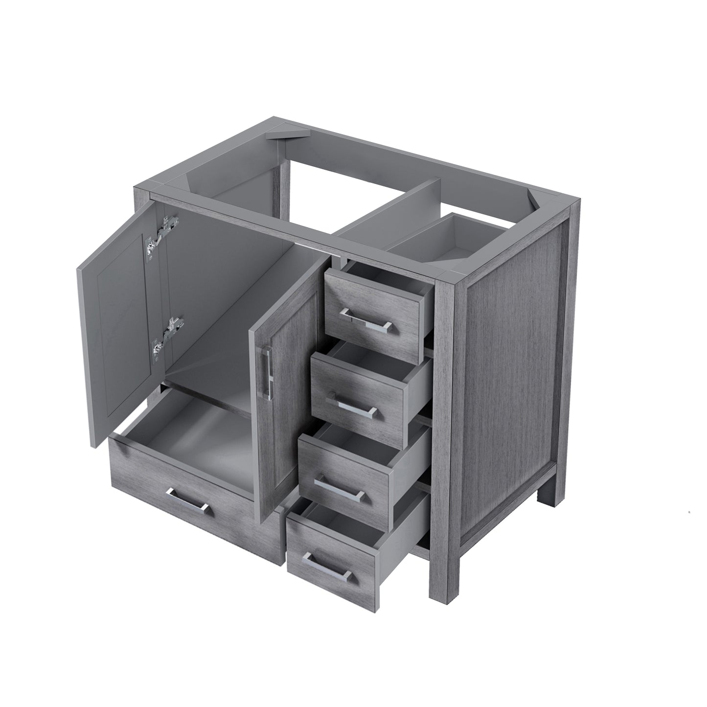 Jacques 36" Distressed Grey Vanity Cabinet Only - Left Version