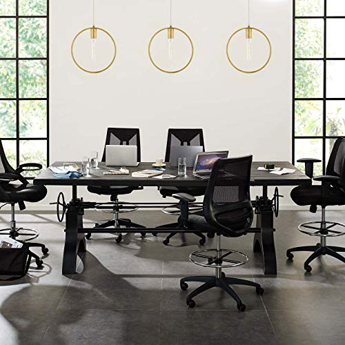 Modway 96" Crank Height Adjustable Rectangle Conference Dining Table, Black