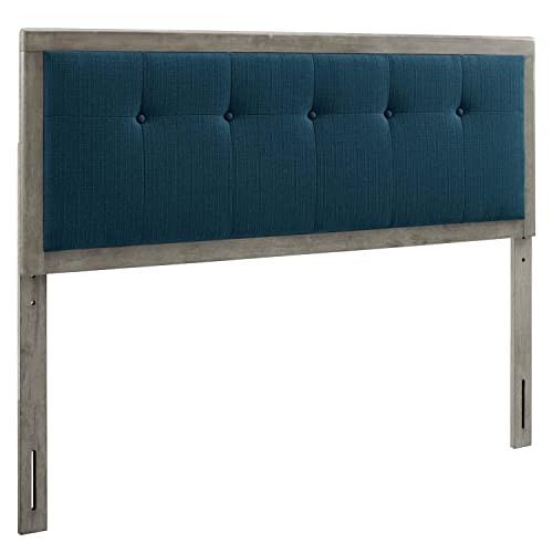Modway Draper Tufted Twin Fabric and Wood Headboard in Gray Azure