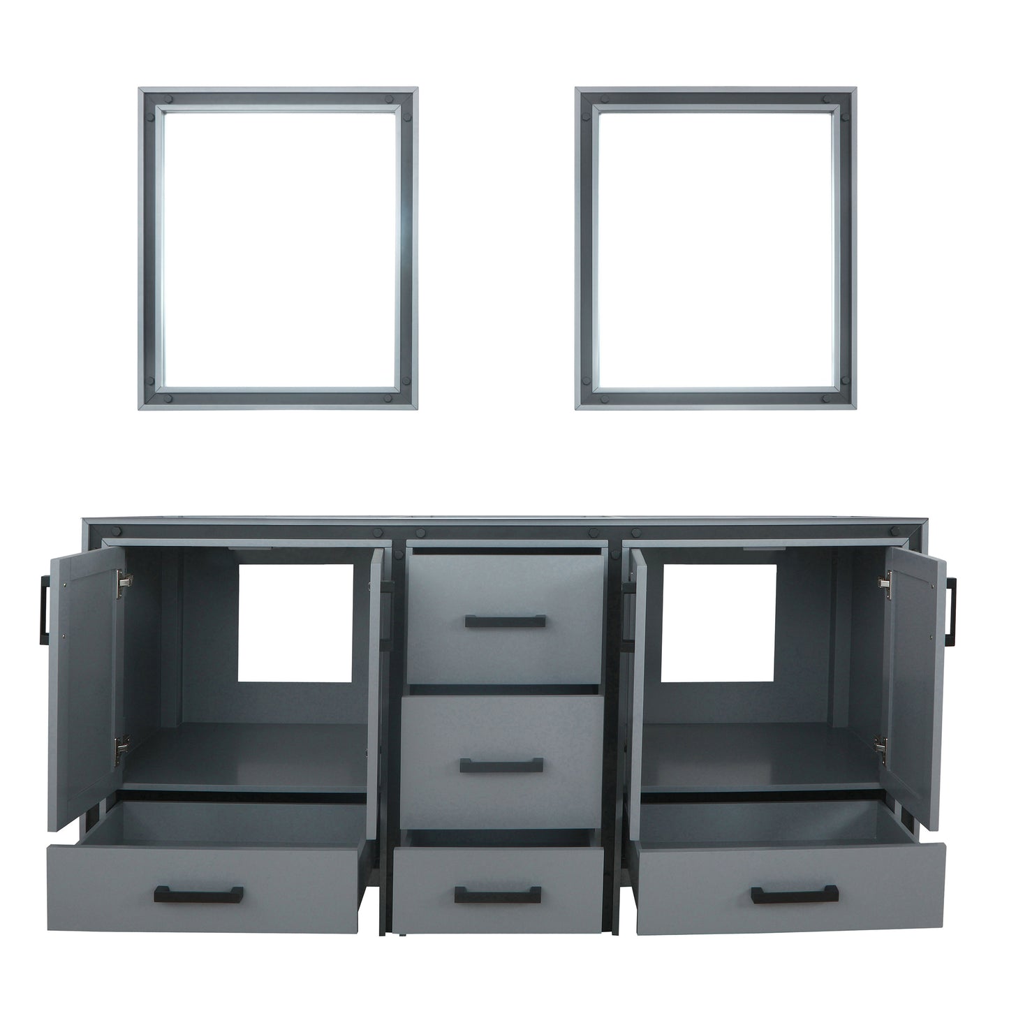 Ziva 72" Dark Grey Double Vanity, no Top and 30" Mirrors