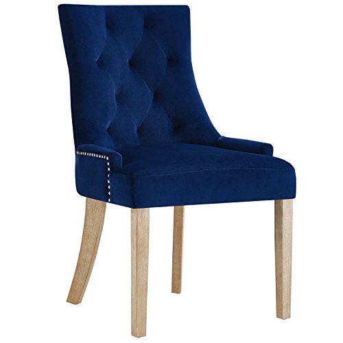 Modway Pose Velvet Polyester Upholstered Tufted Dining Chair with Nailhead Trim, Maroon in Ivory