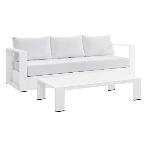 Modway Tahoe 2-Piece Fabric/Powder-Coated Aluminum Outdoor Set in White