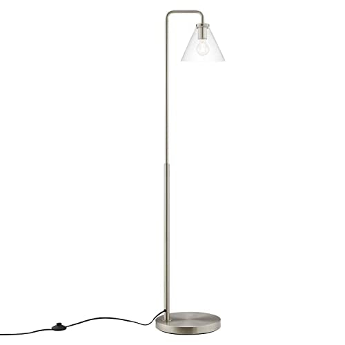 Modway Element Transparent Glass/Iron/PVC Floor Lamp in Satin Nickel