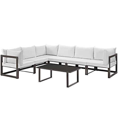 Modway Fortuna 6-Piece Aluminum Outdoor Patio Sectional Sofa Set