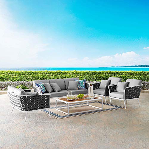 Modway Stance Outdoor Patio Woven Rope Aluminum Patio Sectional Sofa Set