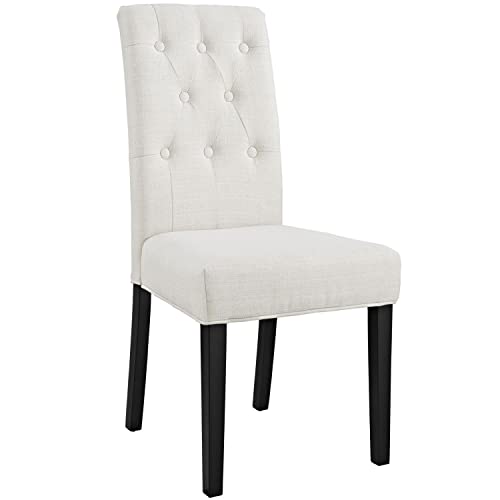 Modway Confer Button Tufted Upholstered Parsons Dining Side Chair in Beige