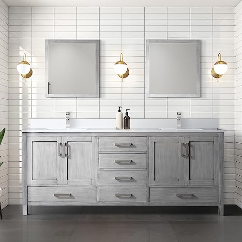 Lexora Jacques Bath Vanity, Cultured Marble Top, and Faucet Set