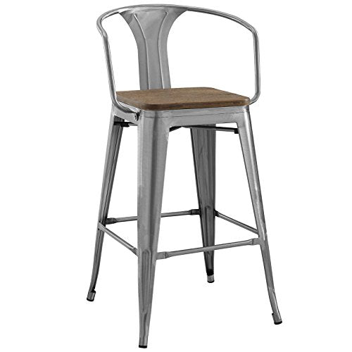 Modway Promenade Bar Stool Set of 2, Brown