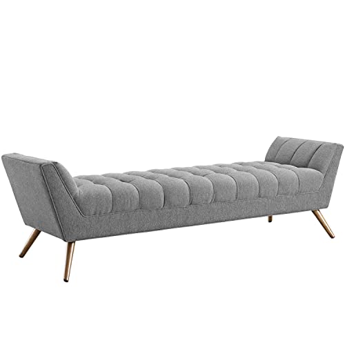 Modway Response Mid-Century Modern Bench Large Upholstered Fabric