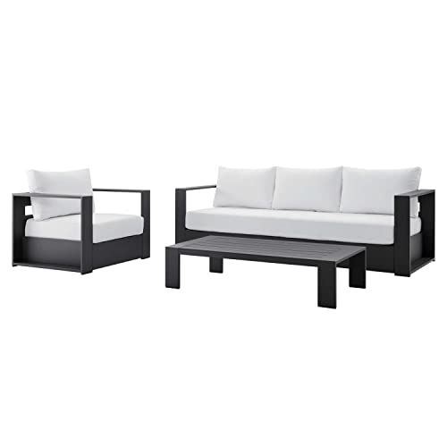 Modway Tahoe 3-Piece Fabric/Powder-Coated Aluminum Outdoor Set in White/Gray