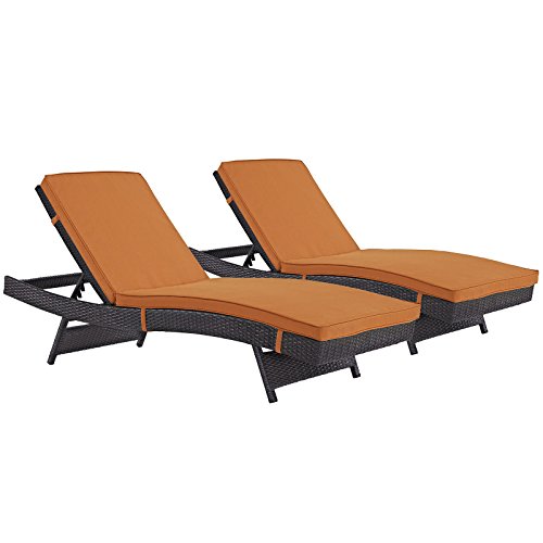 Modway Convene Wicker Rattan Outdoor Patio Chaise Lounge Chair in Espresso